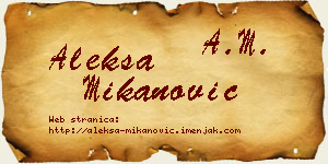 Aleksa Mikanović vizit kartica